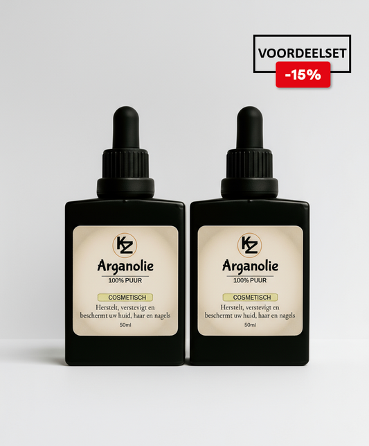 Voordeelset – 2x 100% Pure Arganolie in Glazen Fles – Natuurlijke Verzorging voor Huid & Haar